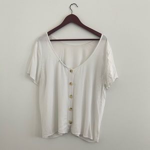 Abercrombie & Fitch Short-sleeve Shirt with Button Back Detail, XL, White